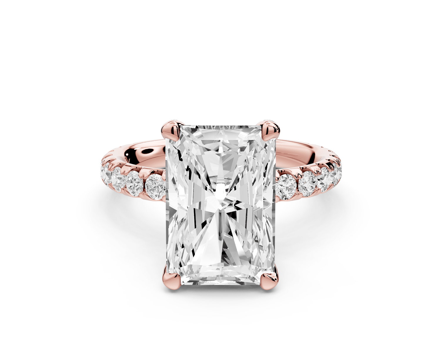 Elise - 4ct 14k rose gold radiant diamond 6 - Talon Prong Diamond Crown with Pavé Engagement Ring - Mr. Alex Jewelry