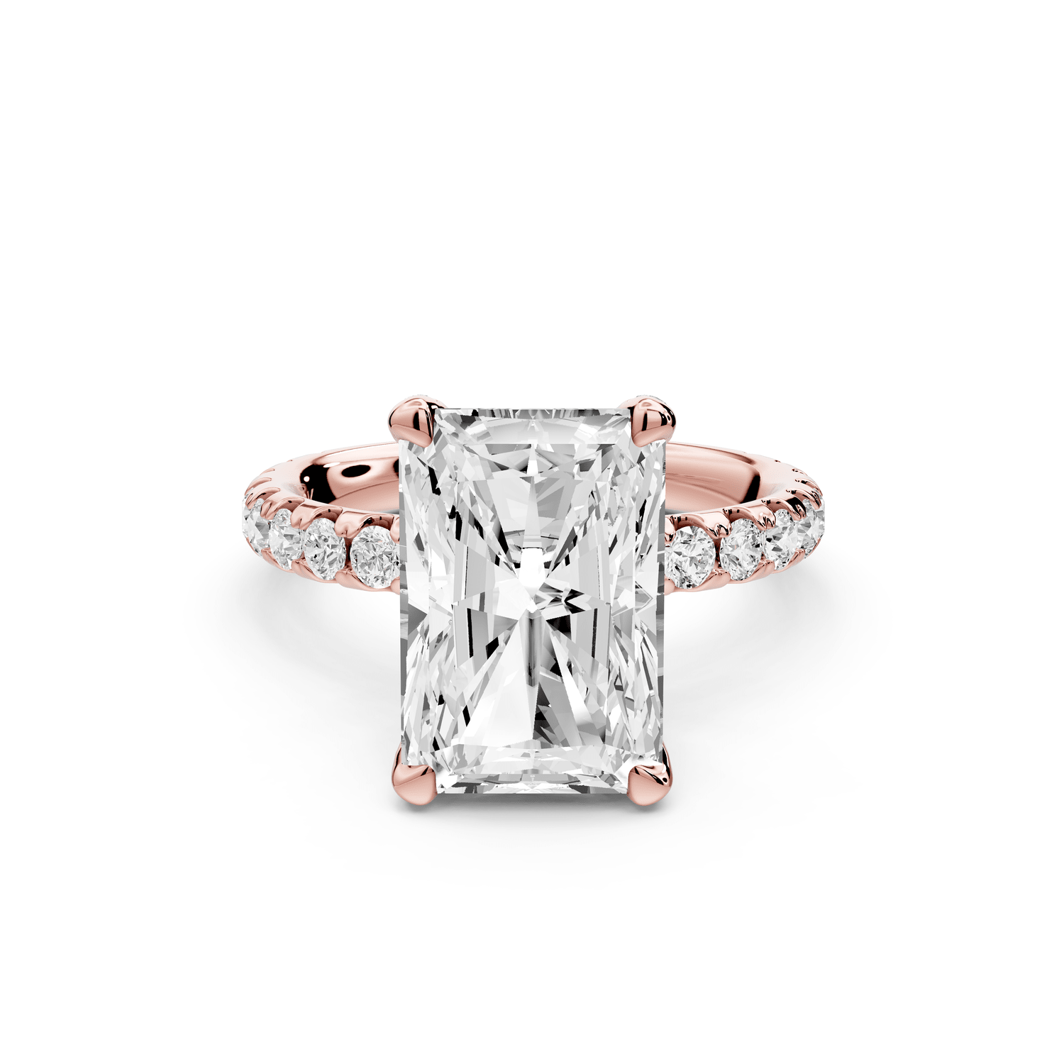 Elise - 4ct 14k rose gold radiant diamond 6 - Talon Prong Diamond Crown with Pavé Engagement Ring - Mr. Alex Jewelry