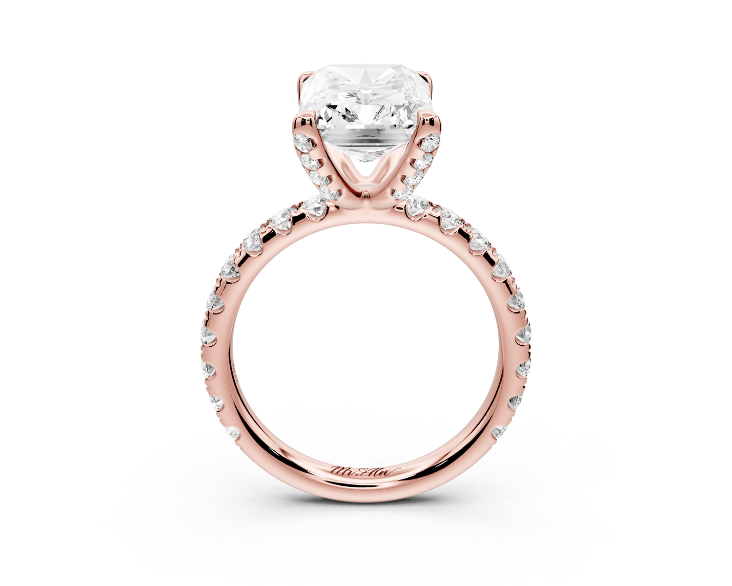 Elise - 4ct 14k rose gold radiant diamond 6 - Talon Prong Diamond Crown with Pavé Engagement Ring - Mr. Alex Jewelry