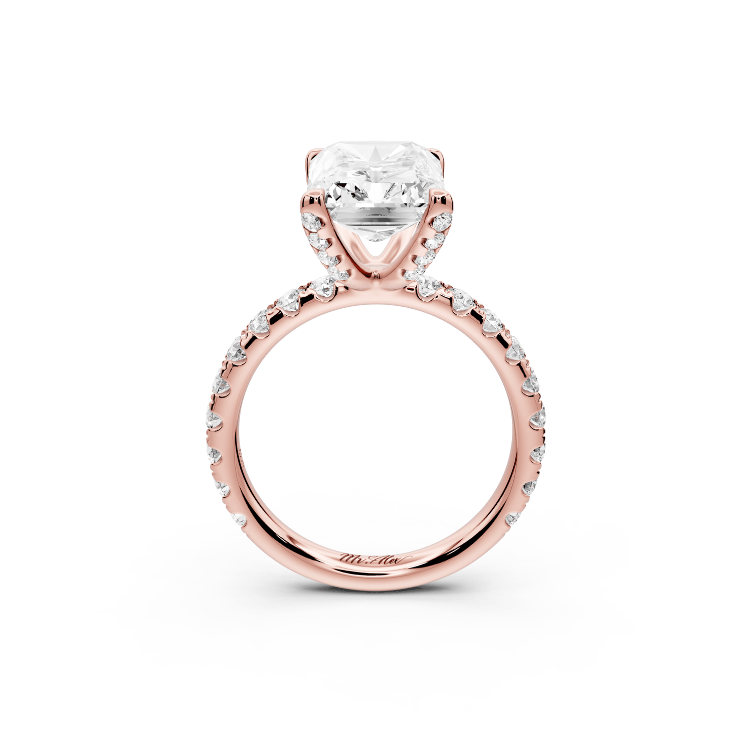 Elise - 4ct 14k rose gold radiant diamond 6 - Talon Prong Diamond Crown with Pavé Engagement Ring - Mr. Alex Jewelry