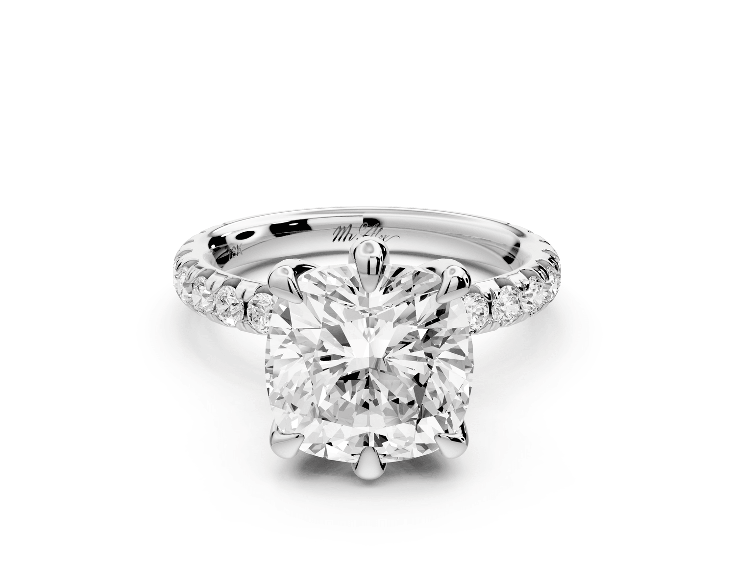 Elise - 4ct 14k white gold cushion diamond 6 - Talon Prong Diamond Crown with Pavé Engagement Ring - Mr. Alex Jewelry