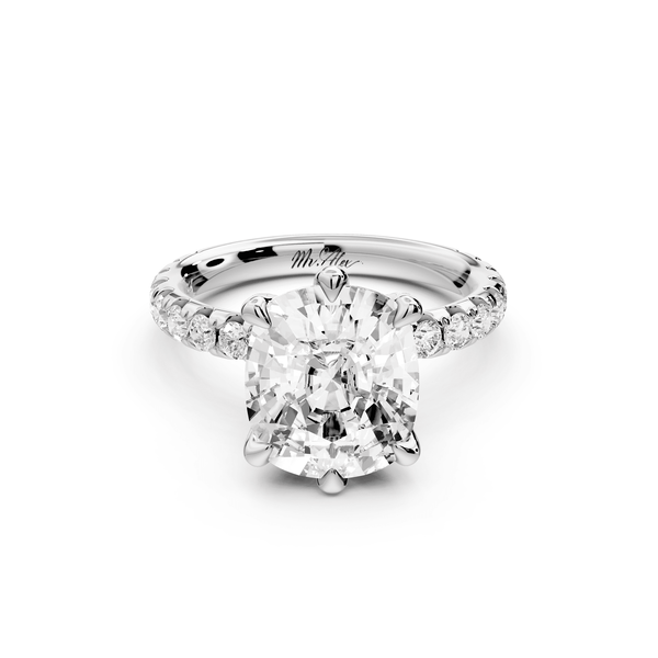 Elise - 4ct 14k white gold ecushion diamond 6 - Talon Prong Diamond Crown with Pavé Engagement Ring - Mr. Alex Jewelry