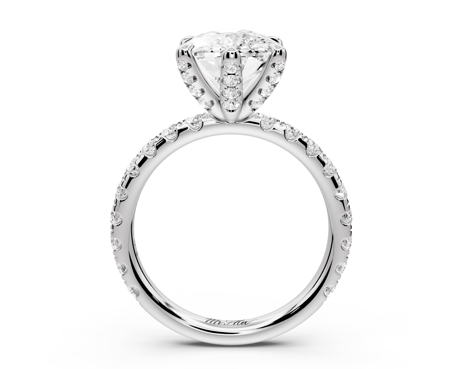 Elise - 4ct 14k white gold ecushion diamond 6 - Talon Prong Diamond Crown with Pavé Engagement Ring - Mr. Alex Jewelry