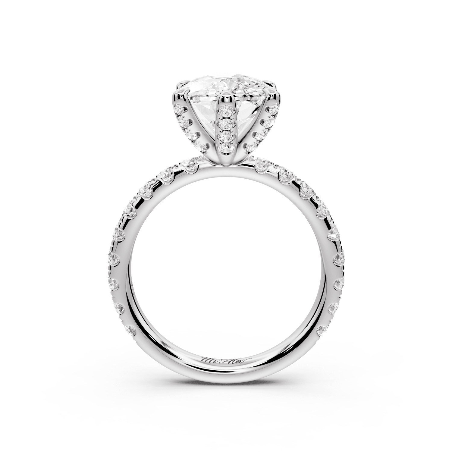 Elise - 4ct 14k white gold ecushion diamond 6 - Talon Prong Diamond Crown with Pavé Engagement Ring - Mr. Alex Jewelry