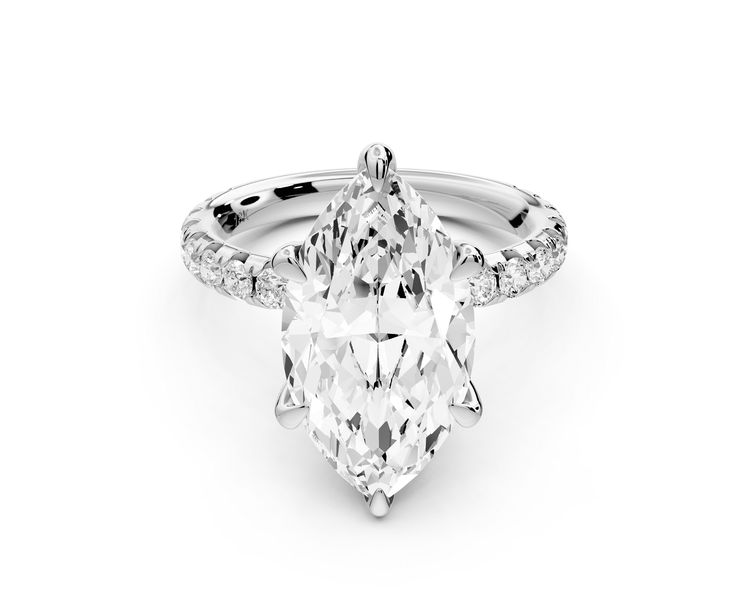 Elise - 4ct 14k white gold marquise diamond 6 - Talon Prong Diamond Crown with Pavé Engagement Ring - Mr. Alex Jewelry