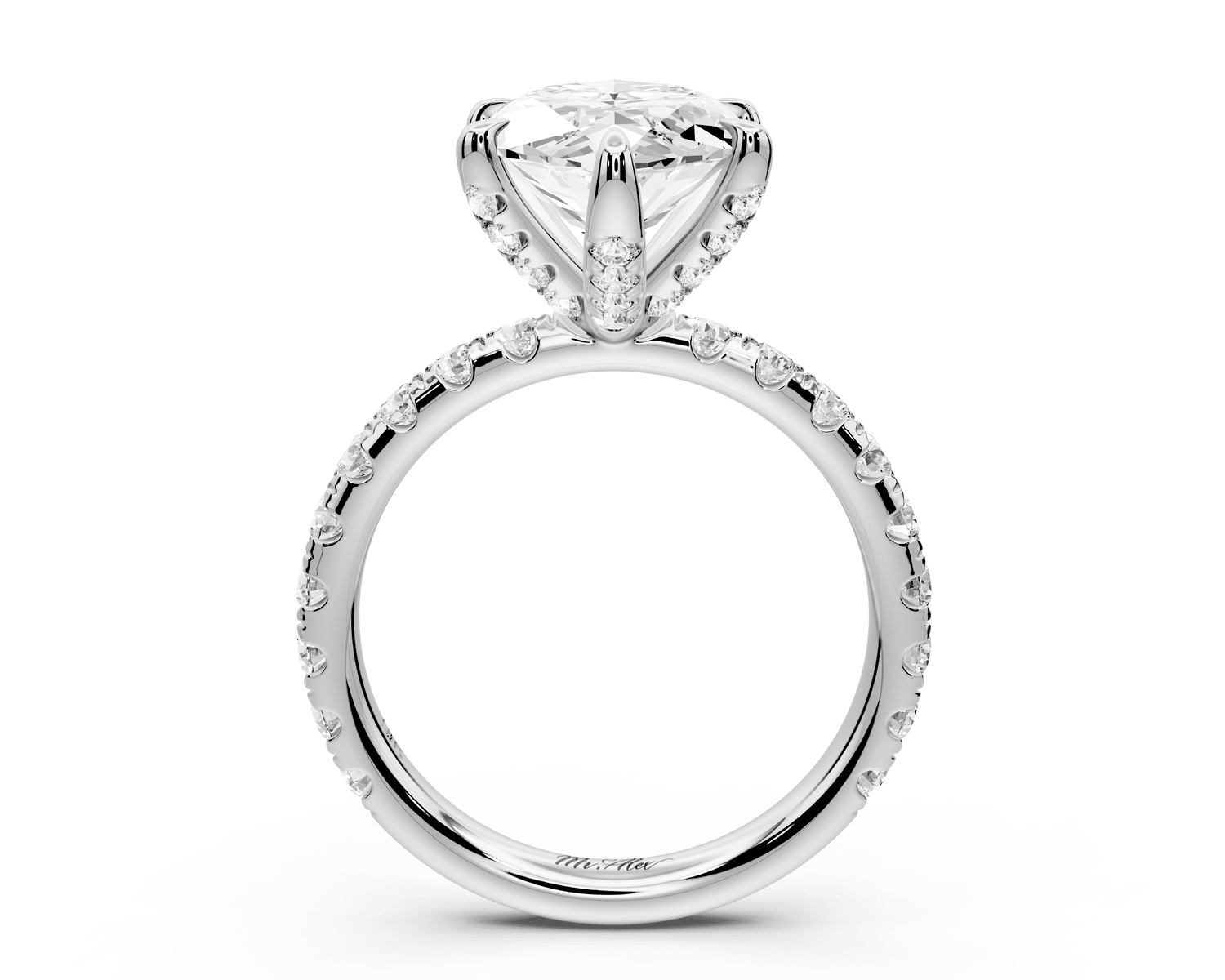 Elise - 4ct 14k white gold marquise diamond 6 - Talon Prong Diamond Crown with Pavé Engagement Ring - Mr. Alex Jewelry