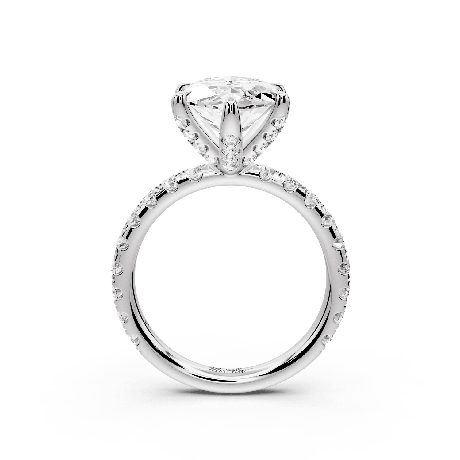 Elise - 4ct 14k white gold marquise diamond 6 - Talon Prong Diamond Crown with Pavé Engagement Ring - Mr. Alex Jewelry