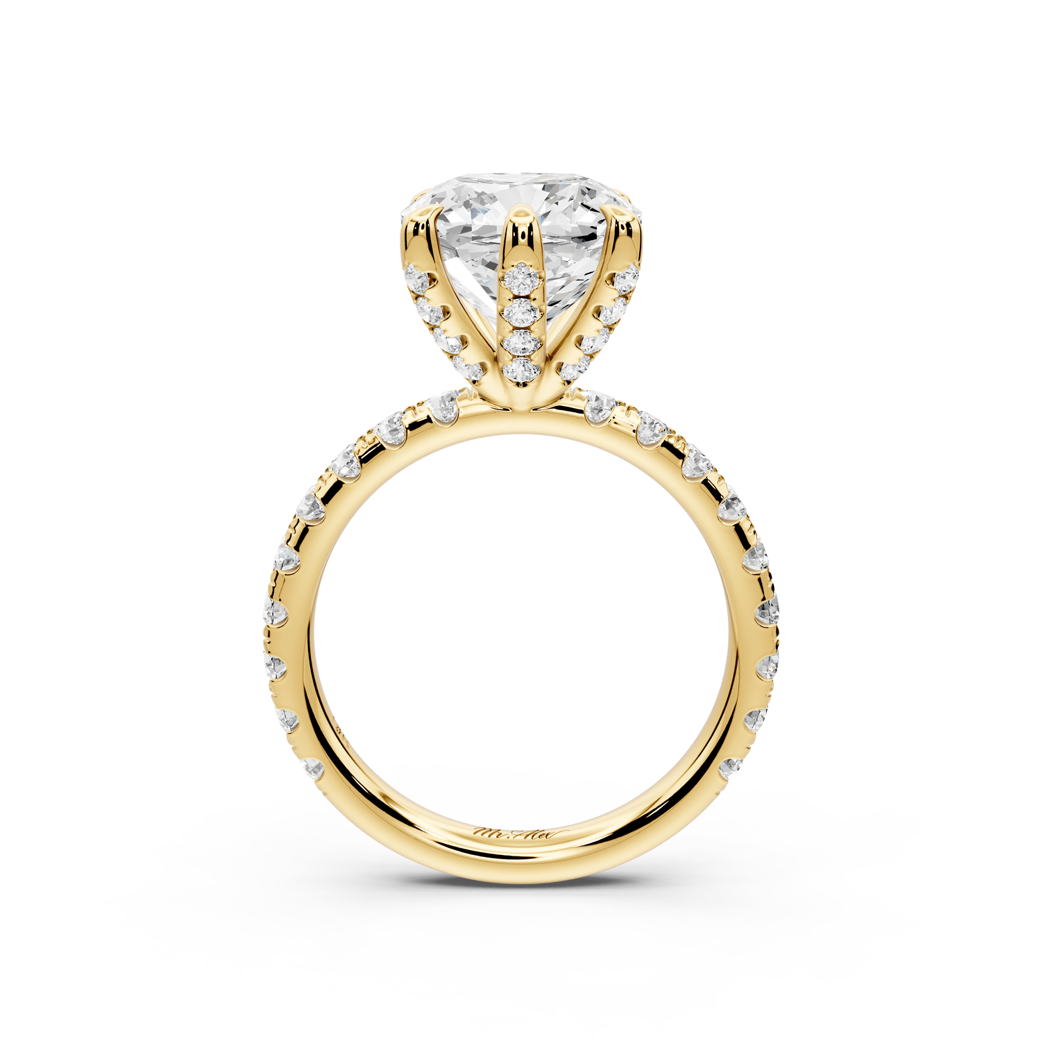 Elise - 4ct 14k yellow gold cushion diamond 6 - Talon Prong Diamond Crown with Pavé Engagement Ring - Mr. Alex Jewelry
