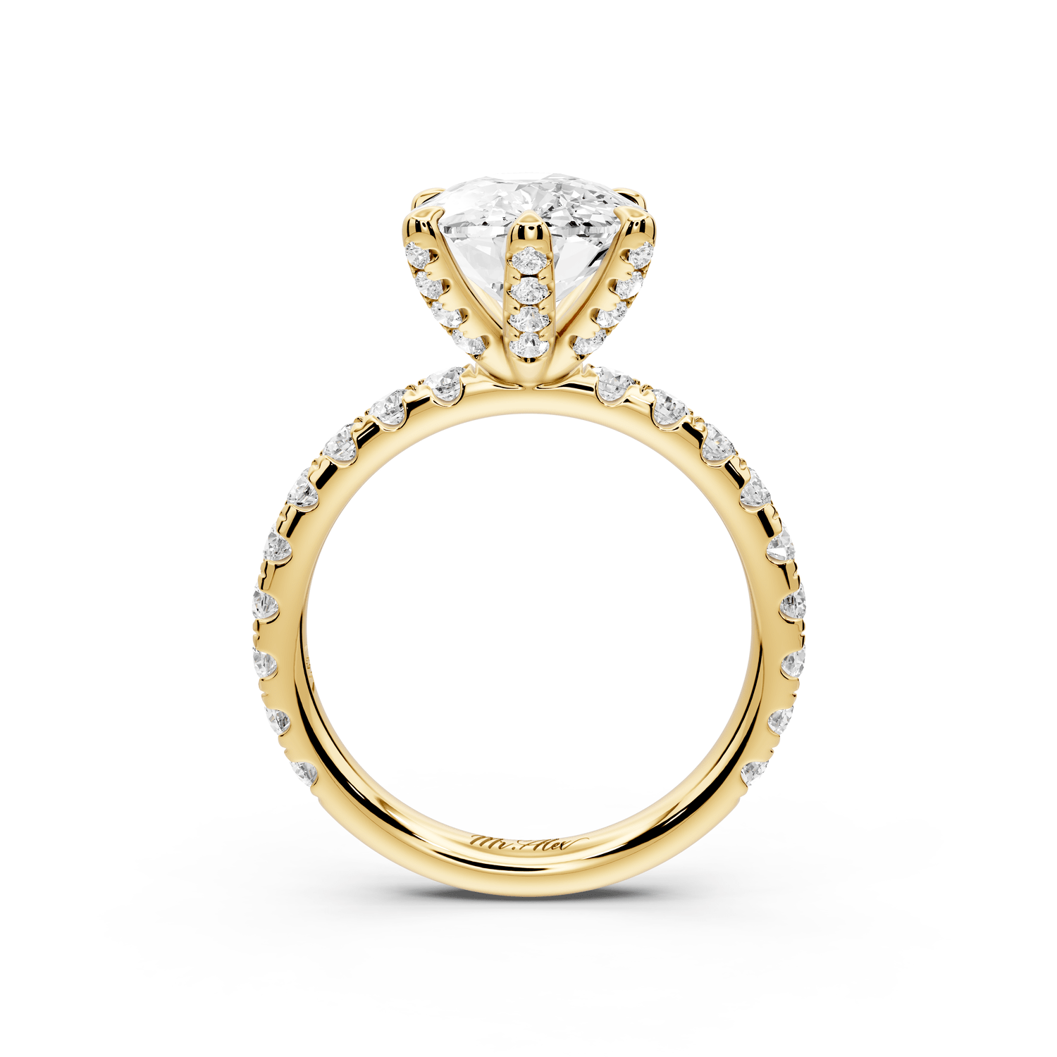 Elise - 4ct 14k yellow gold ecushion diamond 6 - Talon Prong Diamond Crown with Pavé Engagement Ring - Mr. Alex Jewelry