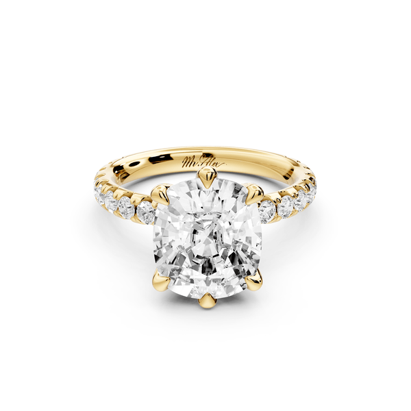 Elise - 4ct 14k yellow gold ecushion diamond 6 - Talon Prong Diamond Crown with Pavé Engagement Ring - Mr. Alex Jewelry