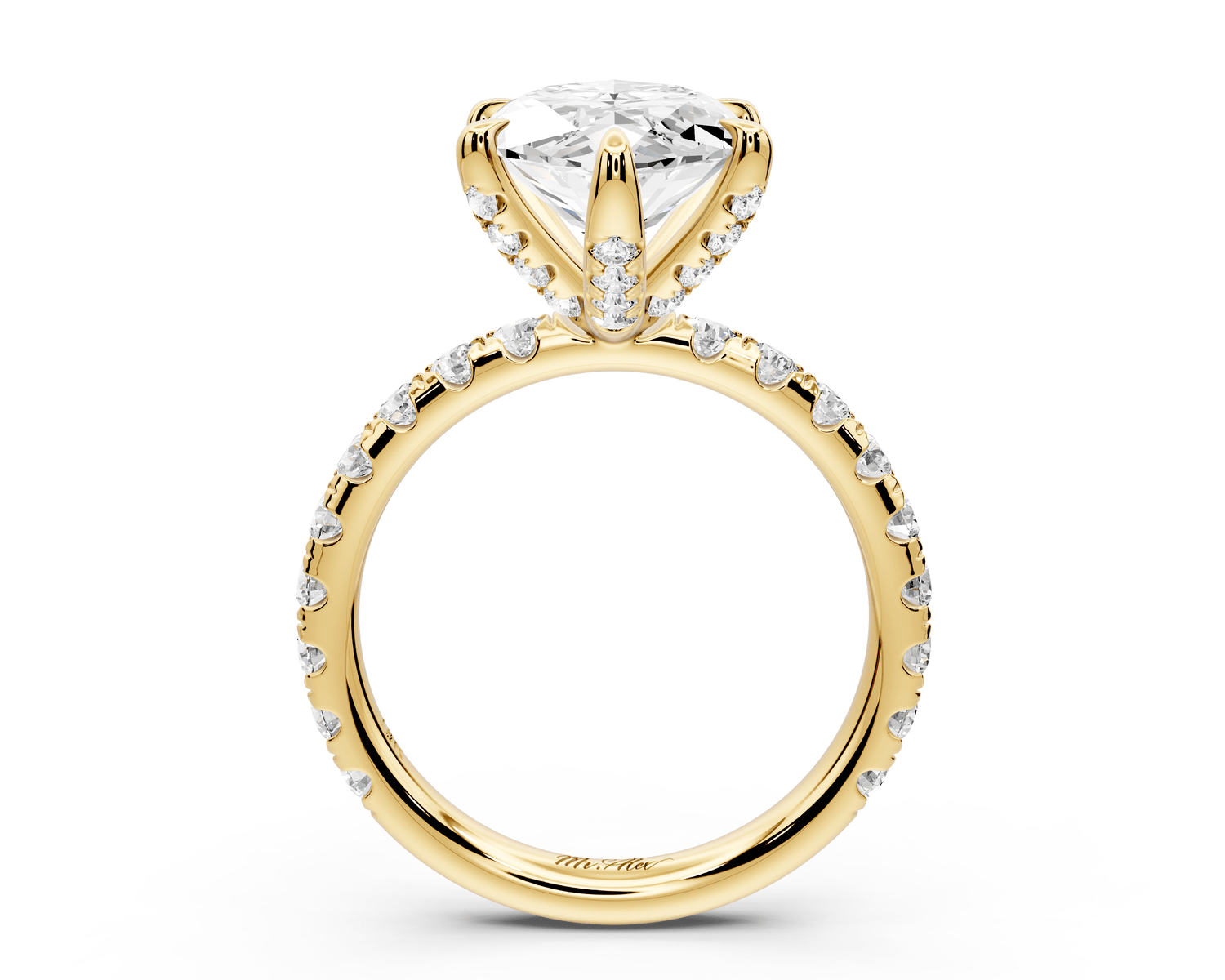 Elise - 4ct 14k yellow gold marquise diamond 6 - Talon Prong Diamond Crown with Pavé Engagement Ring - Mr. Alex Jewelry