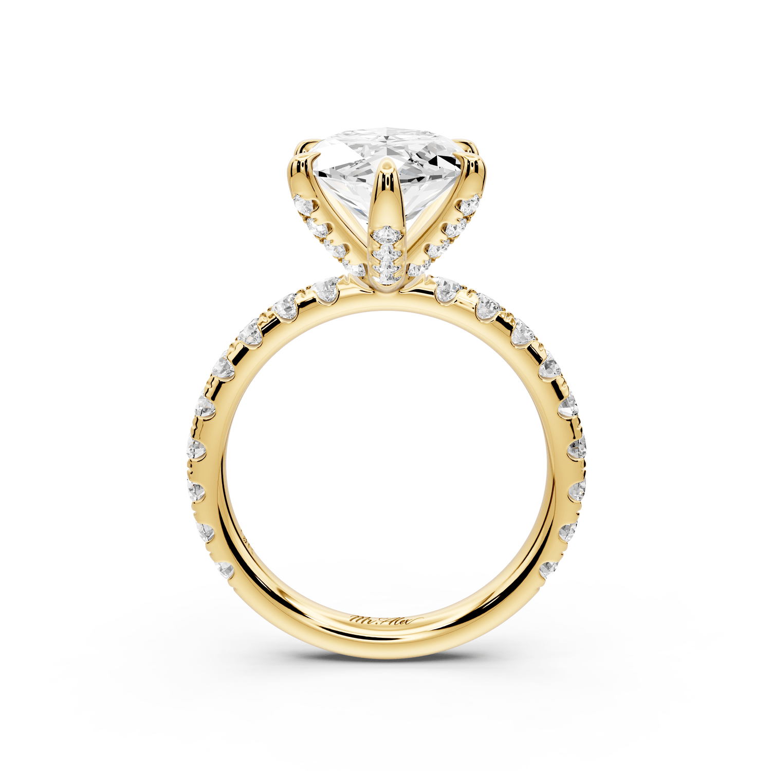 Elise - 4ct 14k yellow gold marquise diamond 6 - Talon Prong Diamond Crown with Pavé Engagement Ring - Mr. Alex Jewelry