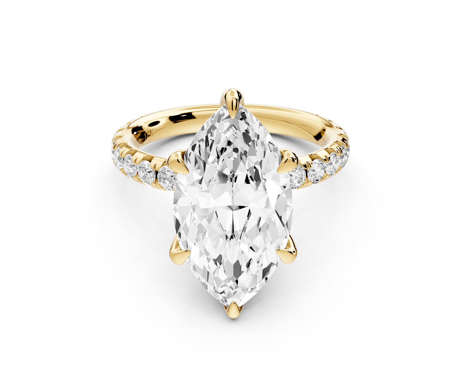 Elise - 4ct 14k yellow gold marquise diamond 6 - Talon Prong Diamond Crown with Pavé Engagement Ring - Mr. Alex Jewelry