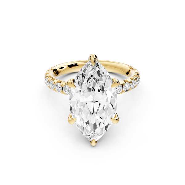 Elise - 4ct 14k yellow gold marquise diamond 6 - Talon Prong Diamond Crown with Pavé Engagement Ring - Mr. Alex Jewelry