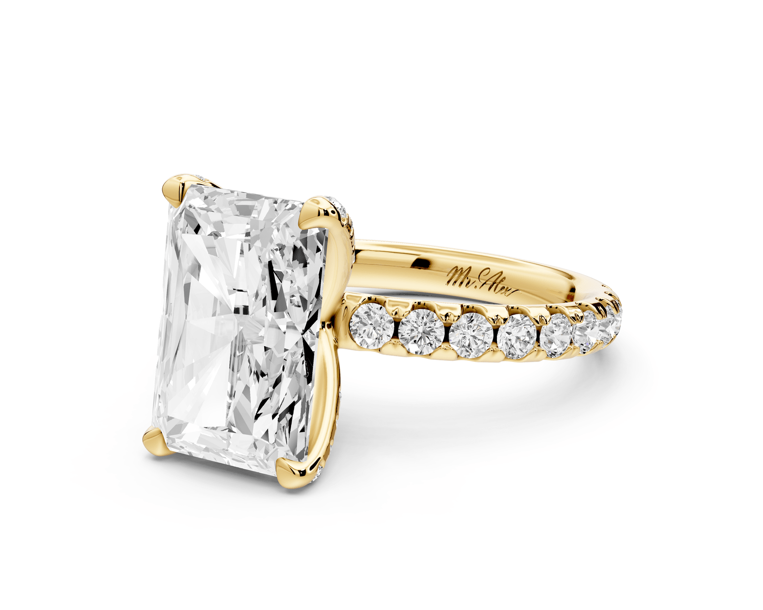 Elise - 4ct 14k yellow gold radiant diamond 6 - Talon Prong Diamond Crown with Pavé Engagement Ring - Mr. Alex Jewelry