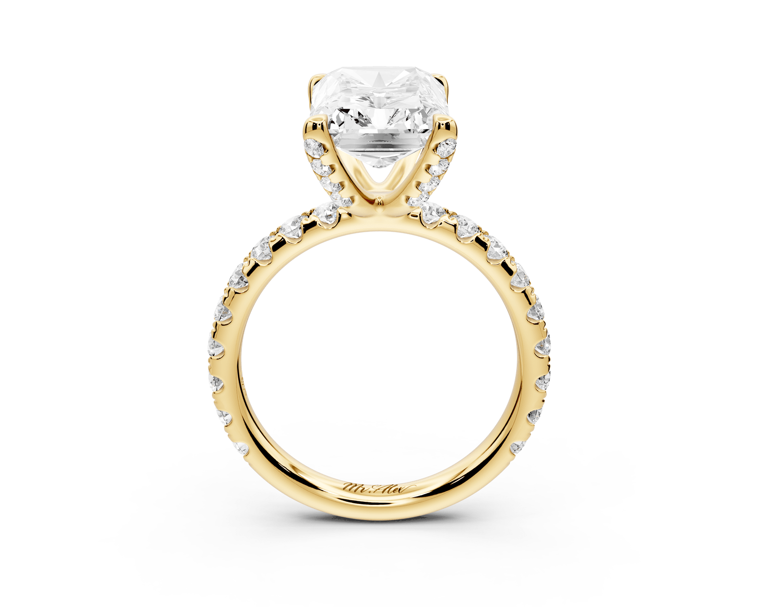 Elise - 4ct 14k yellow gold radiant diamond 6 - Talon Prong Diamond Crown with Pavé Engagement Ring - Mr. Alex Jewelry