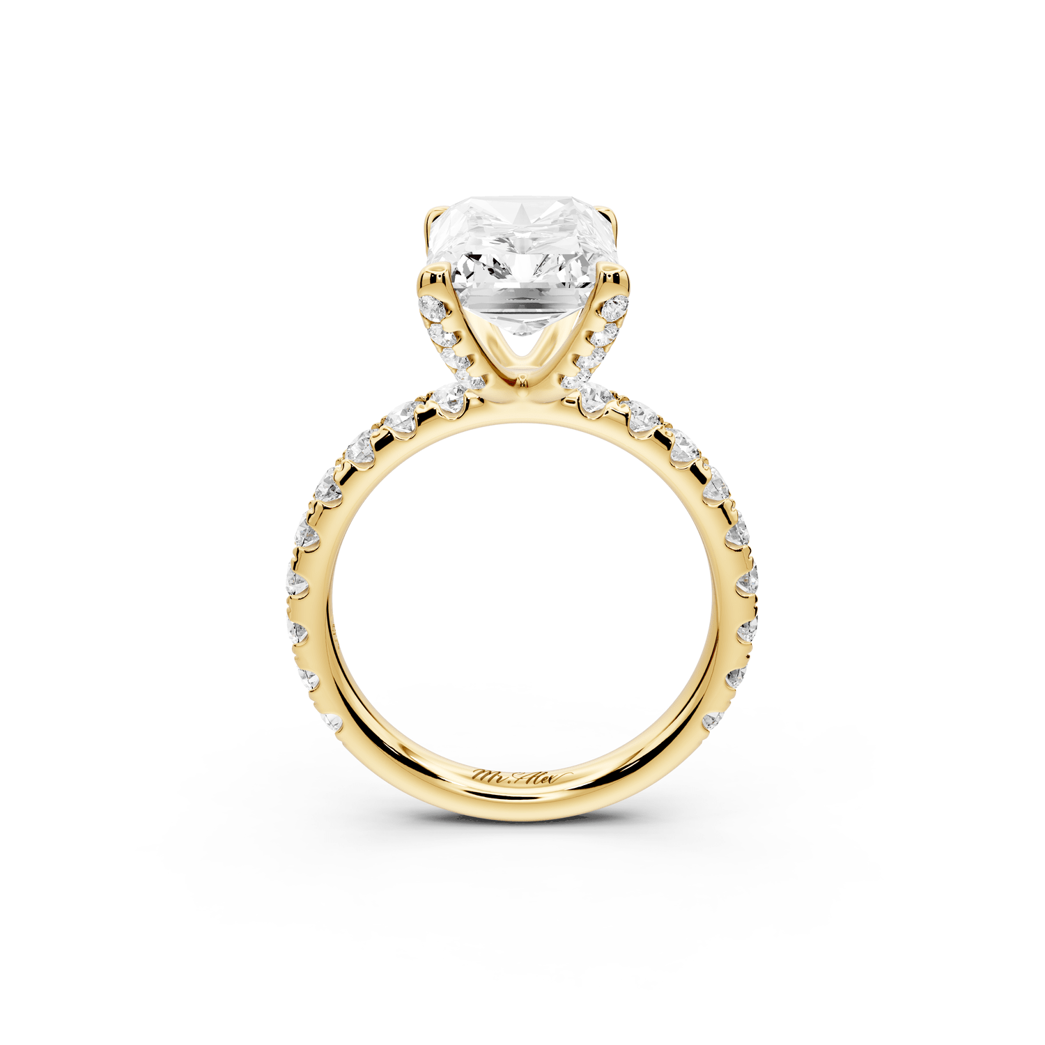 Elise - 4ct 14k yellow gold radiant diamond 6 - Talon Prong Diamond Crown with Pavé Engagement Ring - Mr. Alex Jewelry