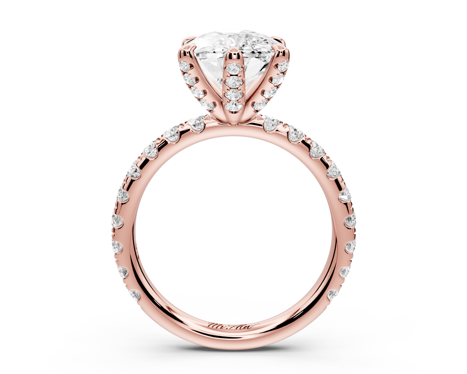 Elise - 4ct 18k rose gold ecushion diamond 6 - Talon Prong Diamond Crown with Pavé Engagement Ring - Mr. Alex Jewelry