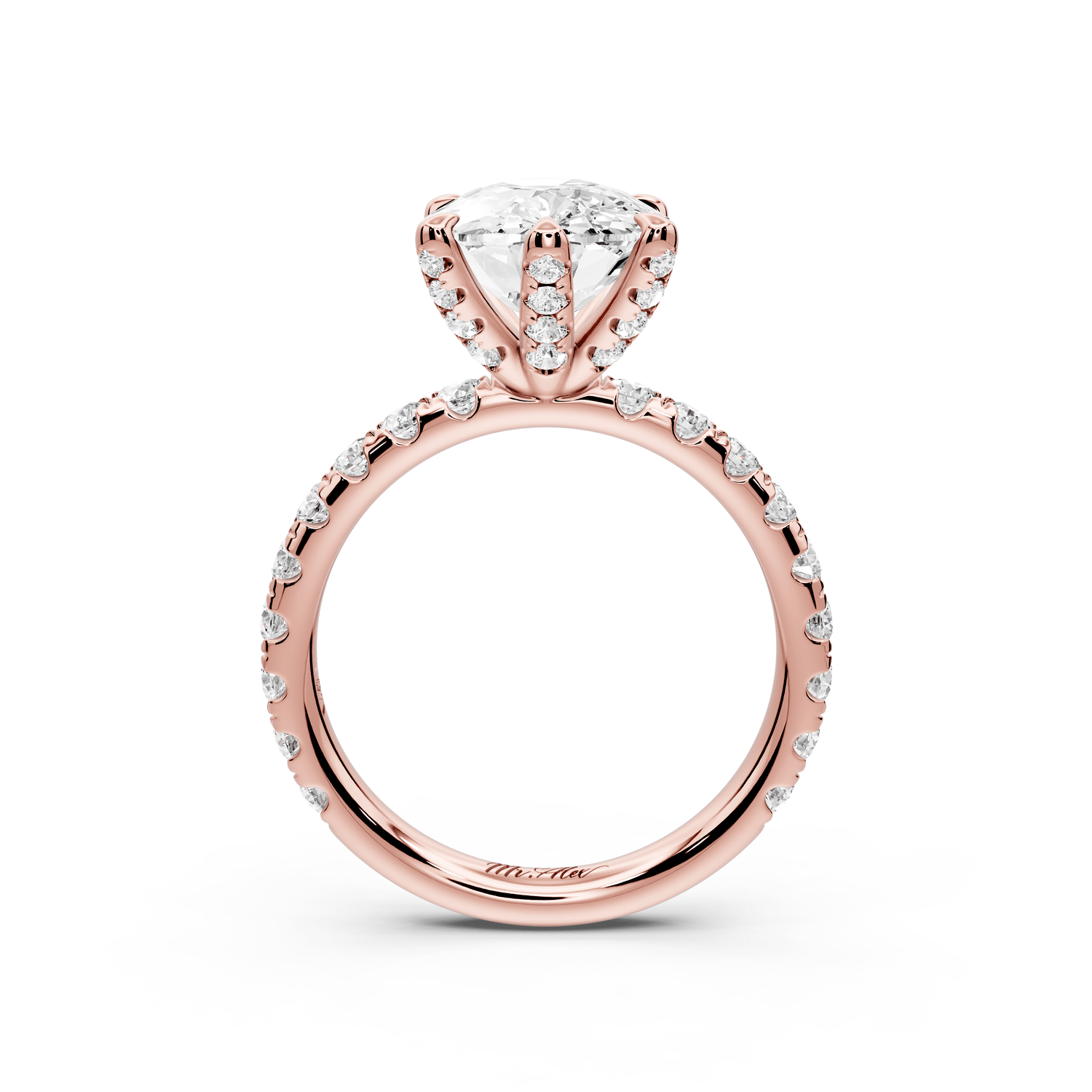Elise - 4ct 18k rose gold ecushion diamond 6 - Talon Prong Diamond Crown with Pavé Engagement Ring - Mr. Alex Jewelry