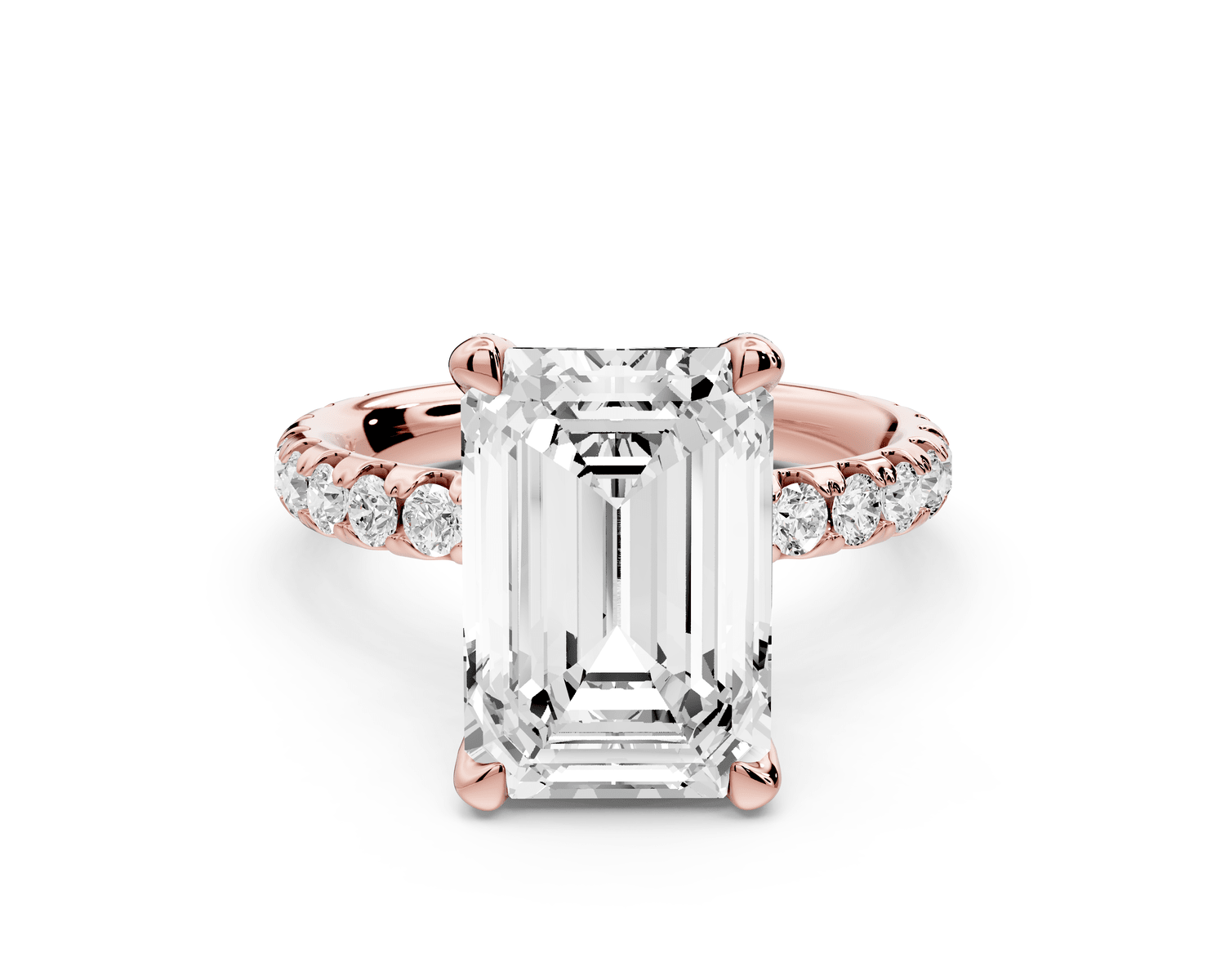 Elise - 4ct 18k rose gold emerald diamond 6 - Talon Prong Diamond Crown with Pavé Engagement Ring - Mr. Alex Jewelry