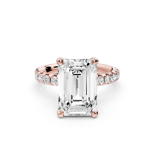 Elise - 4ct 18k rose gold emerald diamond 6 - Talon Prong Diamond Crown with Pavé Engagement Ring - Mr. Alex Jewelry