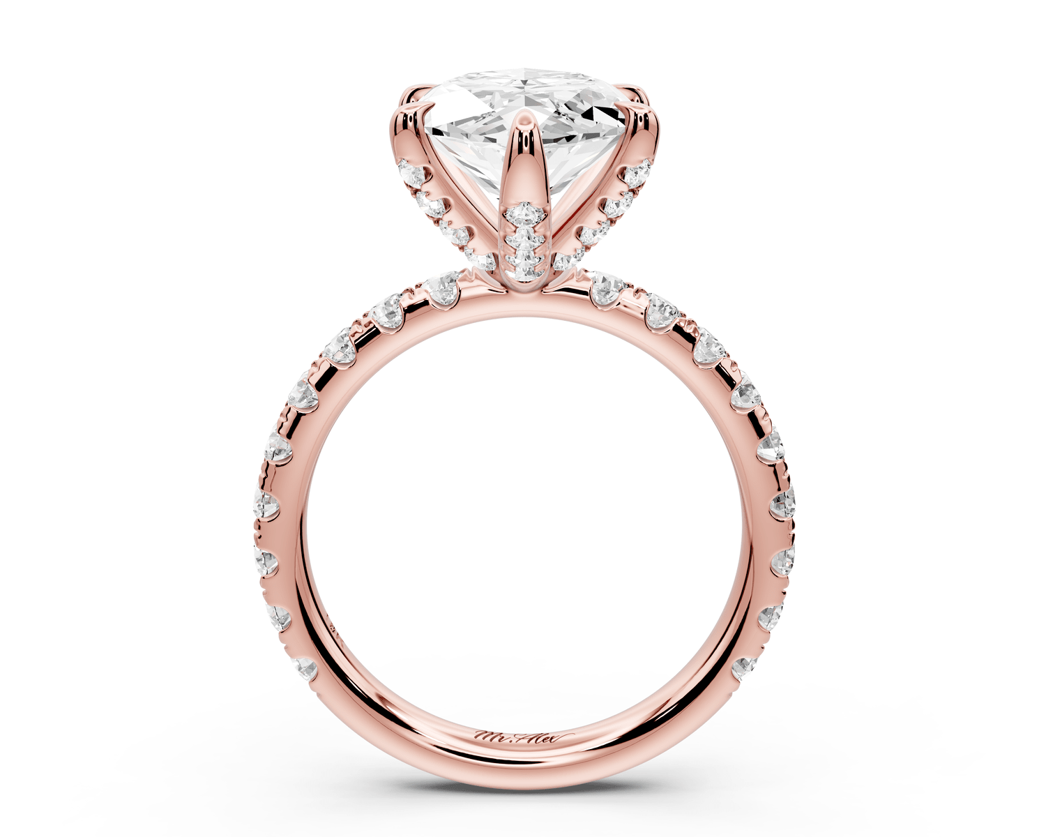 Elise - 4ct 18k rose gold marquise diamond 6 - Talon Prong Diamond Crown with Pavé Engagement Ring - Mr. Alex Jewelry