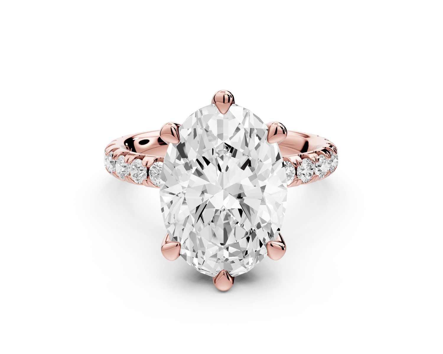 Elise - 4ct 18k rose gold oval diamond 6 - Talon Prong Diamond Crown with Pavé Engagement Ring - Mr. Alex Jewelry