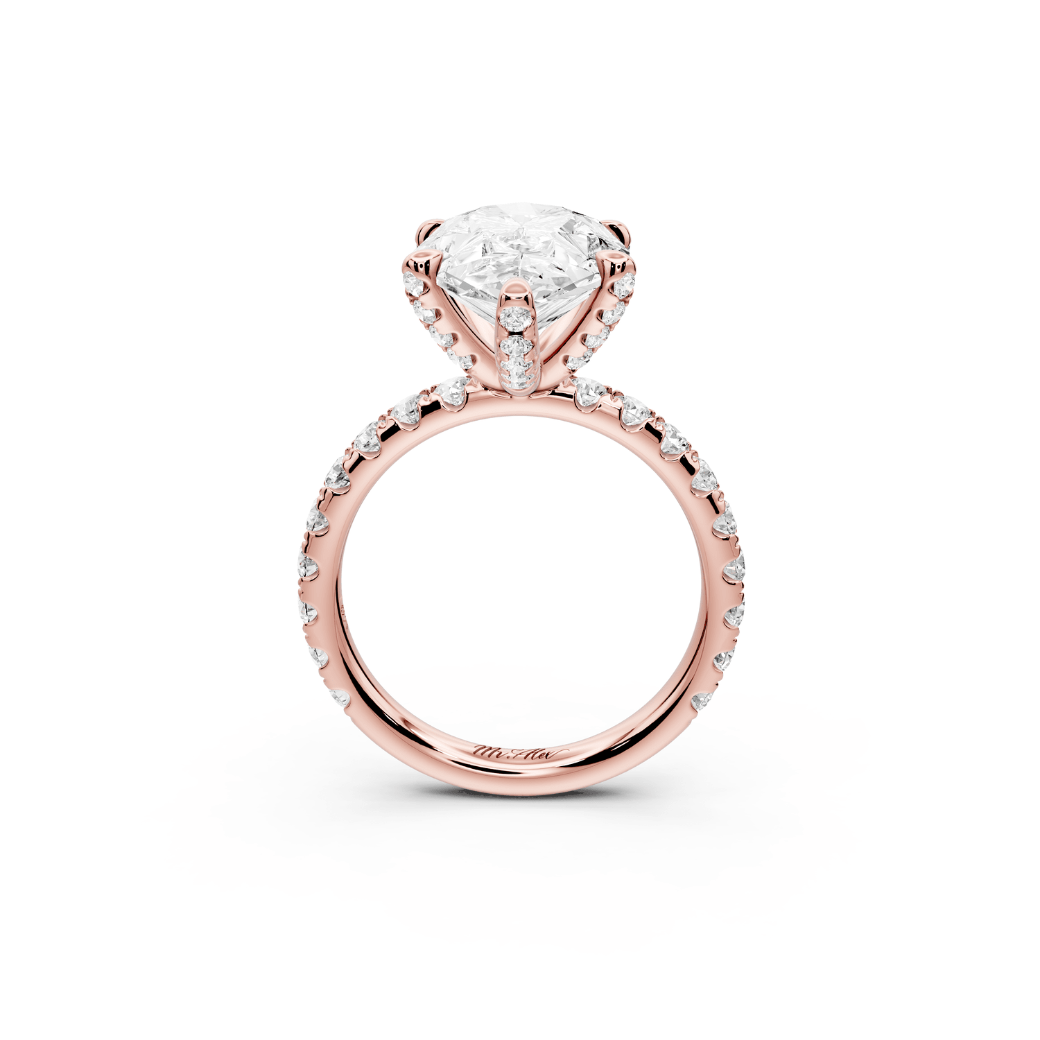 Elise - 4ct 18k rose gold pear diamond 6 - Talon Prong Diamond Crown with Pavé Engagement Ring - Mr. Alex Jewelry