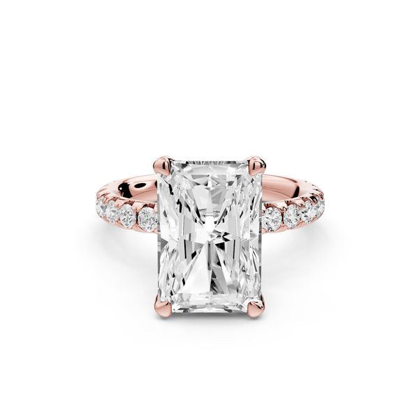 Elise - 4ct 18k rose gold radiant diamond 6 - Talon Prong Diamond Crown with Pavé Engagement Ring - Mr. Alex Jewelry