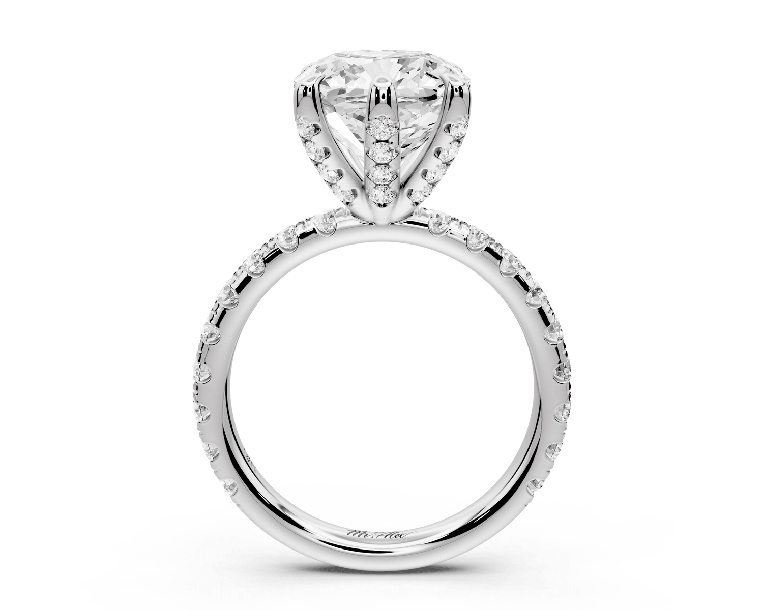Elise - 4ct 18k white gold cushion diamond 6 - Talon Prong Diamond Crown with Pavé Engagement Ring - Mr. Alex Jewelry