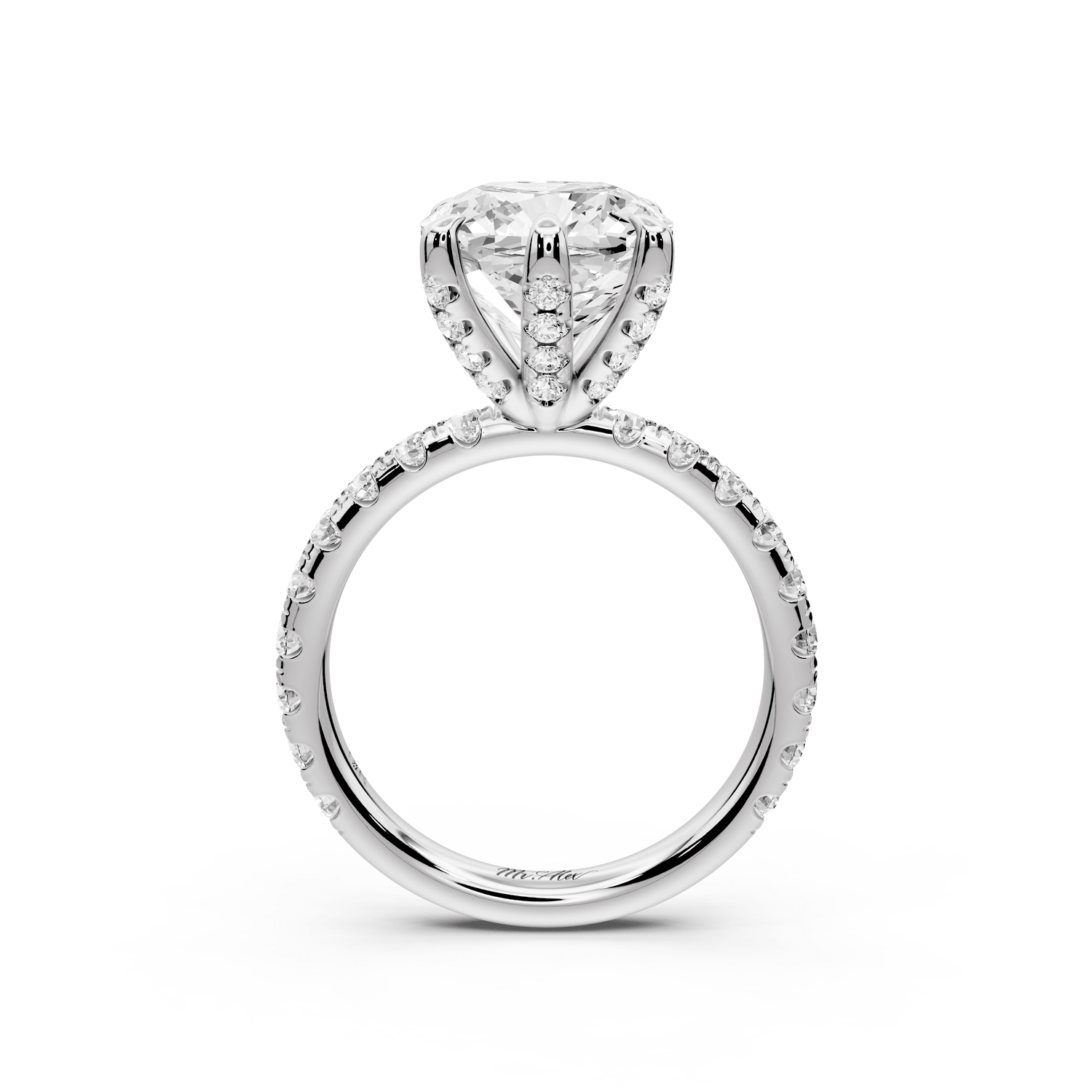Elise - 4ct 18k white gold cushion diamond 6 - Talon Prong Diamond Crown with Pavé Engagement Ring - Mr. Alex Jewelry