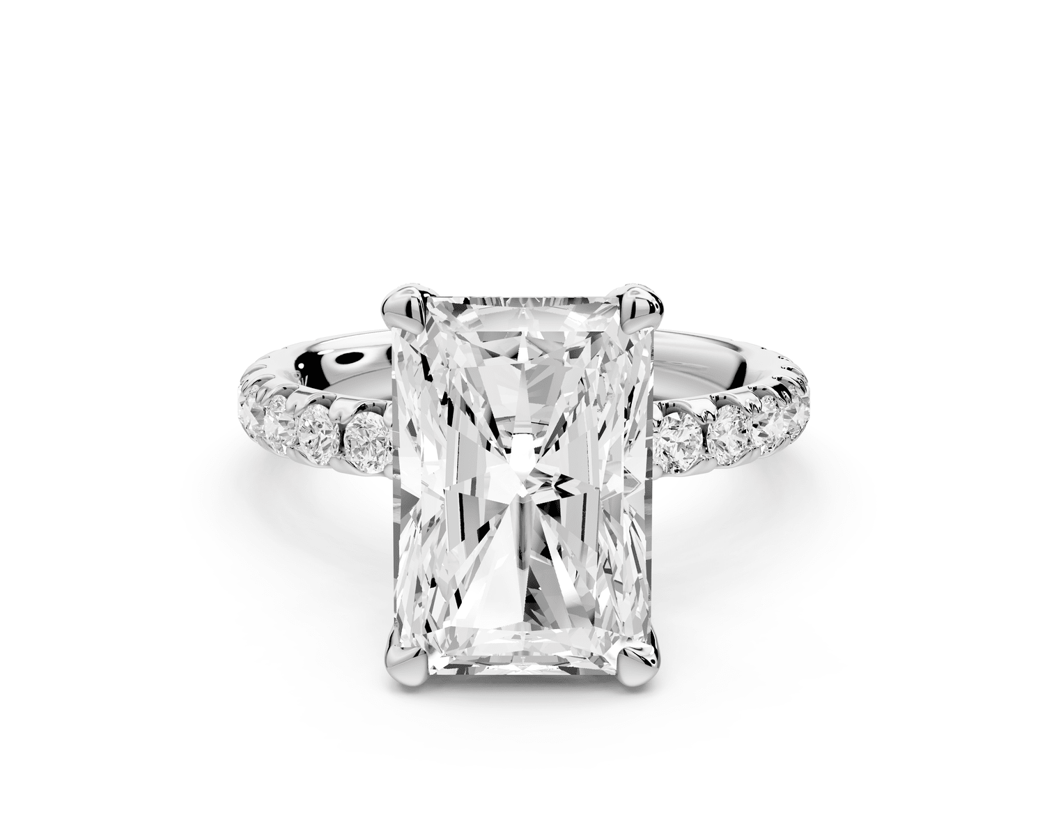 Elise - 4ct 18k white gold radiant diamond 6 - Talon Prong Diamond Crown with Pavé Engagement Ring - Mr. Alex Jewelry