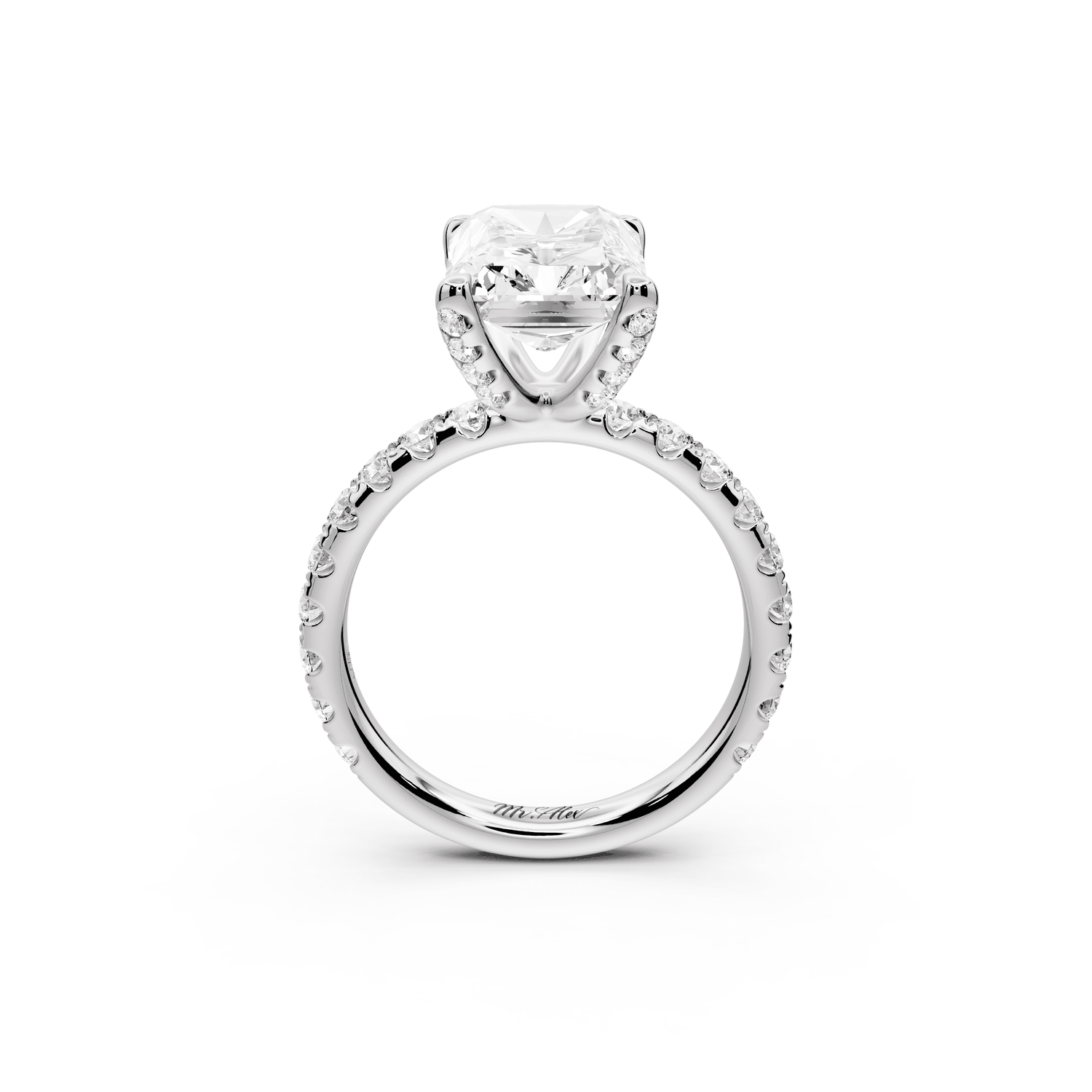 Elise - 4ct 18k white gold radiant diamond 6 - Talon Prong Diamond Crown with Pavé Engagement Ring - Mr. Alex Jewelry