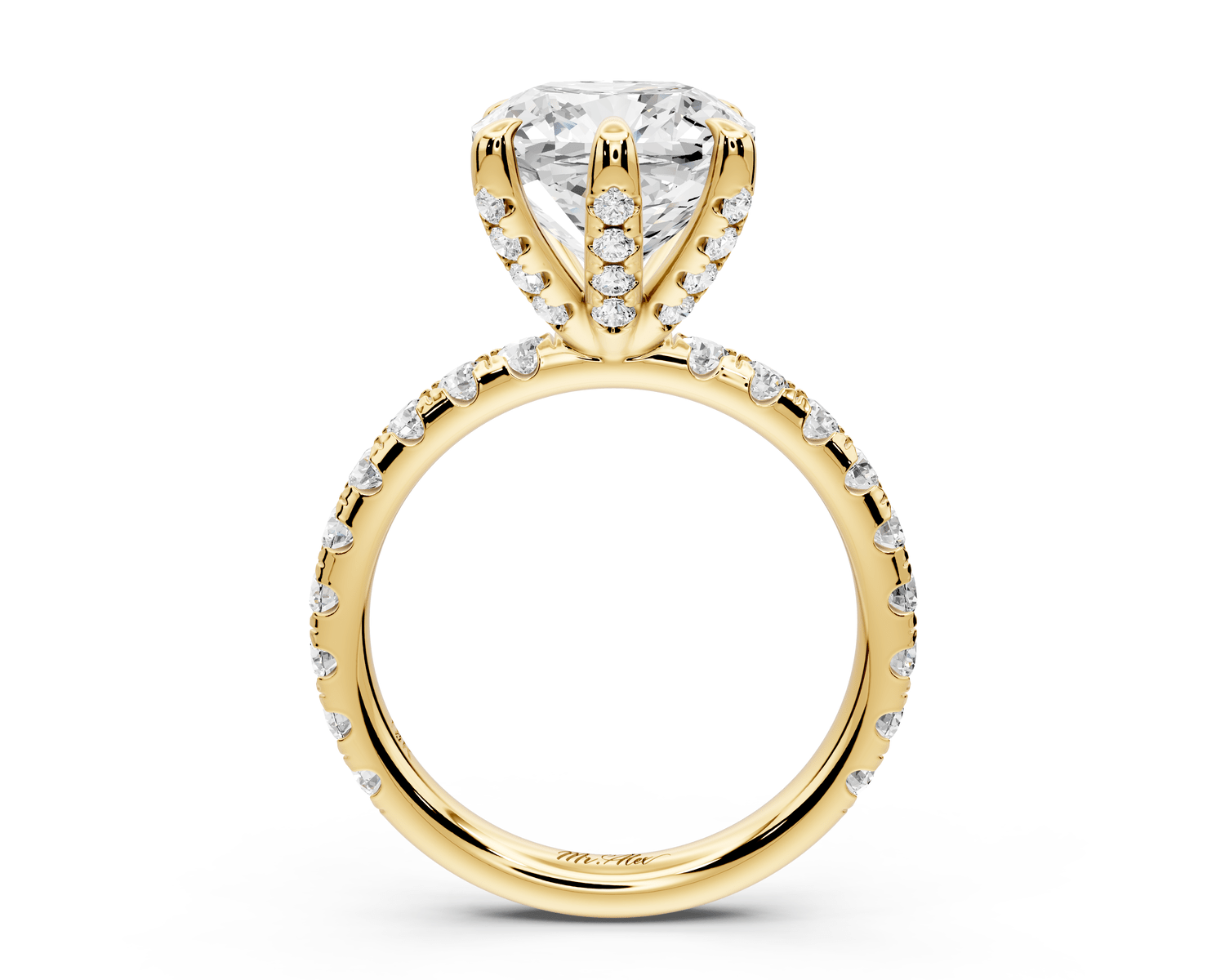 Elise - 4ct 18k yellow gold cushion diamond 6 - Talon Prong Diamond Crown with Pavé Engagement Ring - Mr. Alex Jewelry
