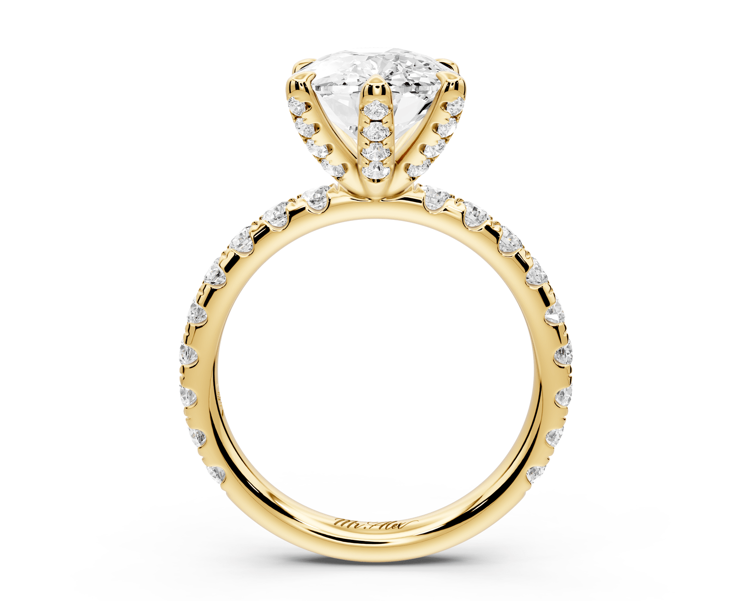 Elise - 4ct 18k yellow gold ecushion diamond 6 - Talon Prong Diamond Crown with Pavé Engagement Ring - Mr. Alex Jewelry