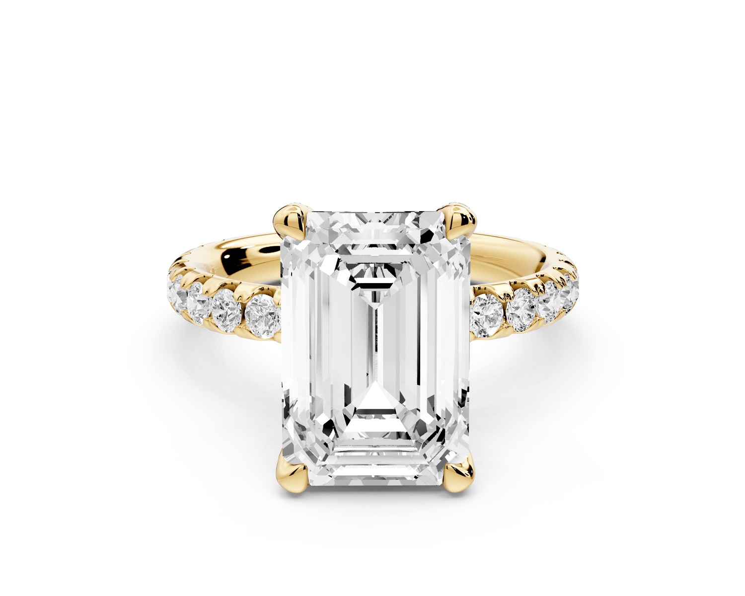 Elise - 4ct 18k yellow gold emerald diamond 6 - Talon Prong Diamond Crown with Pavé Engagement Ring - Mr. Alex Jewelry