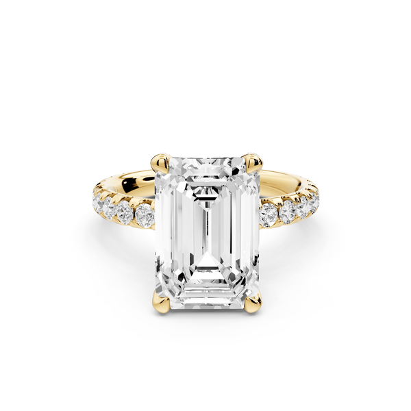 Elise - 4ct 18k yellow gold emerald diamond 6 - Talon Prong Diamond Crown with Pavé Engagement Ring - Mr. Alex Jewelry