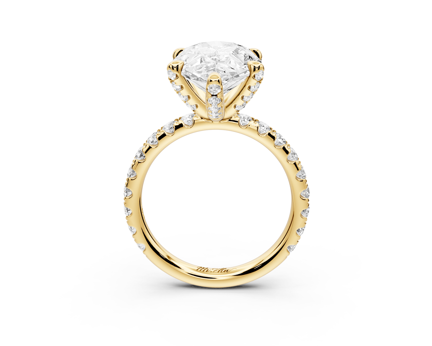 Elise - 4ct 18k yellow gold pear diamond 6 - Talon Prong Diamond Crown with Pavé Engagement Ring - Mr. Alex Jewelry