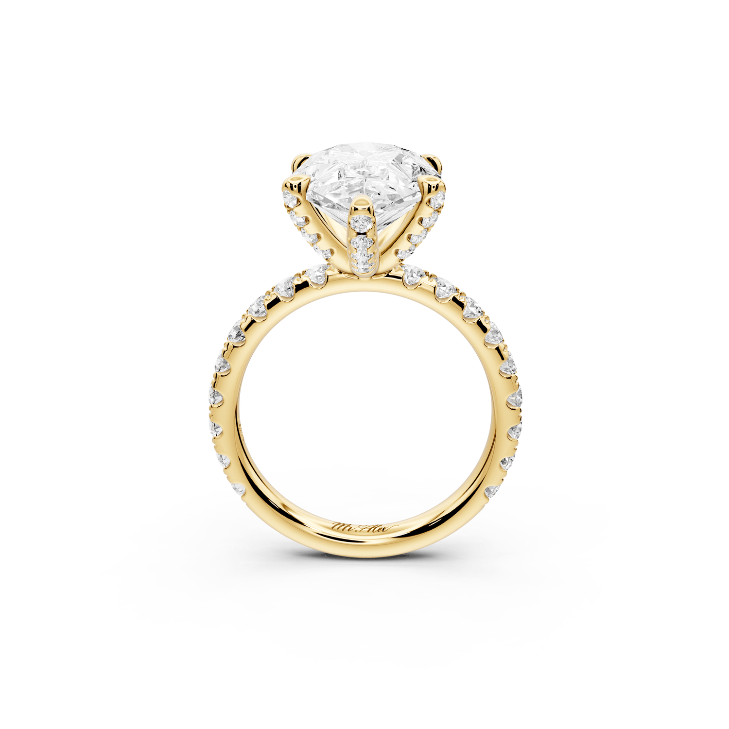 Elise - 4ct 18k yellow gold pear diamond 6 - Talon Prong Diamond Crown with Pavé Engagement Ring - Mr. Alex Jewelry