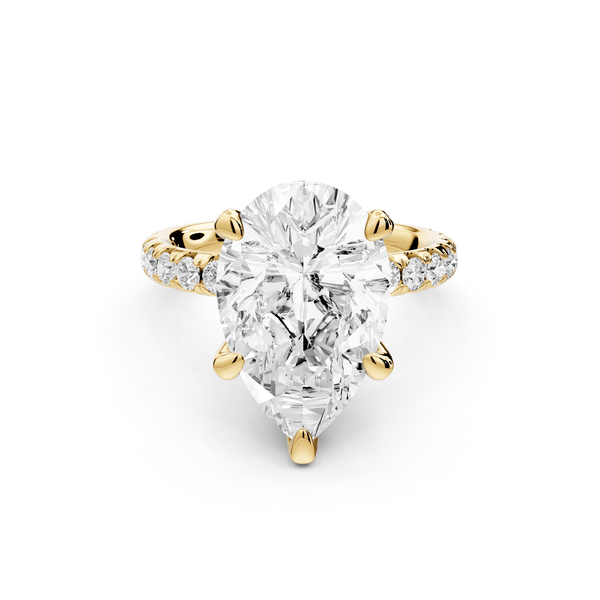 Elise - 4ct 18k yellow gold pear diamond 6 - Talon Prong Diamond Crown with Pavé Engagement Ring - Mr. Alex Jewelry