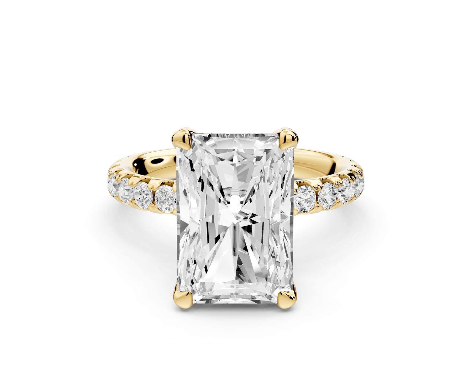 Elise - 4ct 18k yellow gold radiant diamond 6 - Talon Prong Diamond Crown with Pavé Engagement Ring - Mr. Alex Jewelry