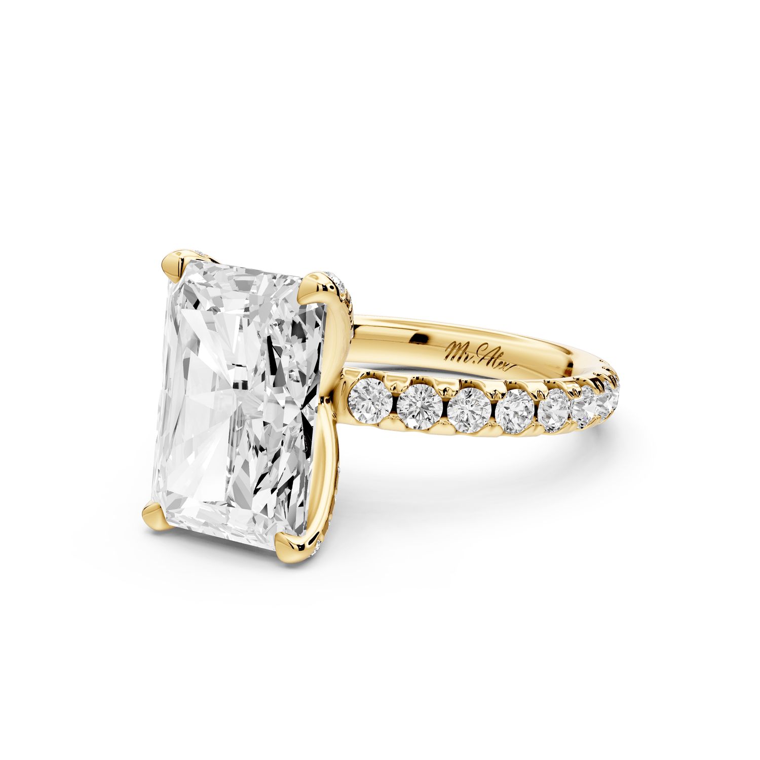 Elise - 4ct 18k yellow gold radiant diamond 6 - Talon Prong Diamond Crown with Pavé Engagement Ring - Mr. Alex Jewelry