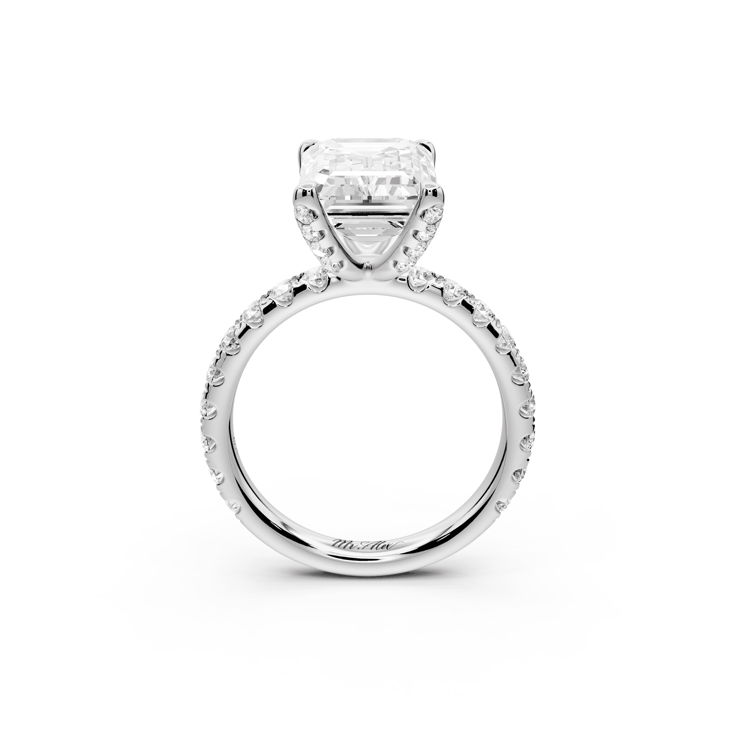 Elise - 4ct platinum emerald diamond 6 - Talon Prong Diamond Crown with Pavé Engagement Ring - Mr. Alex Jewelry