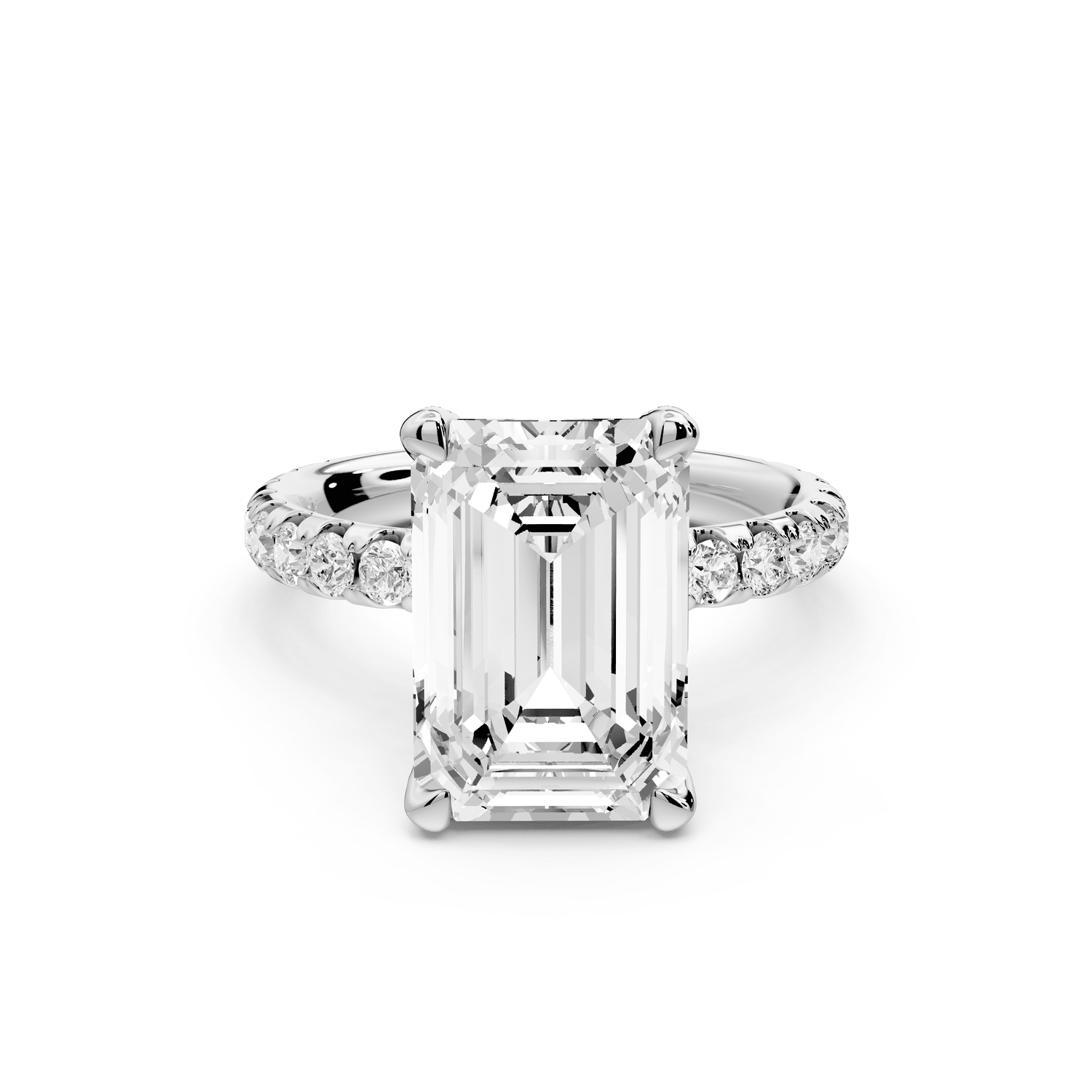Elise - 4ct platinum emerald diamond 6 - Talon Prong Diamond Crown with Pavé Engagement Ring - Mr. Alex Jewelry