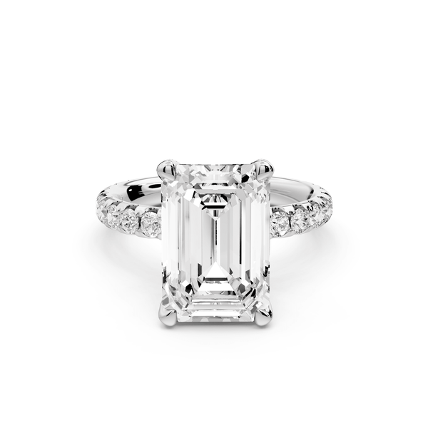 Elise - 4ct platinum emerald diamond 6 - Talon Prong Diamond Crown with Pavé Engagement Ring - Mr. Alex Jewelry