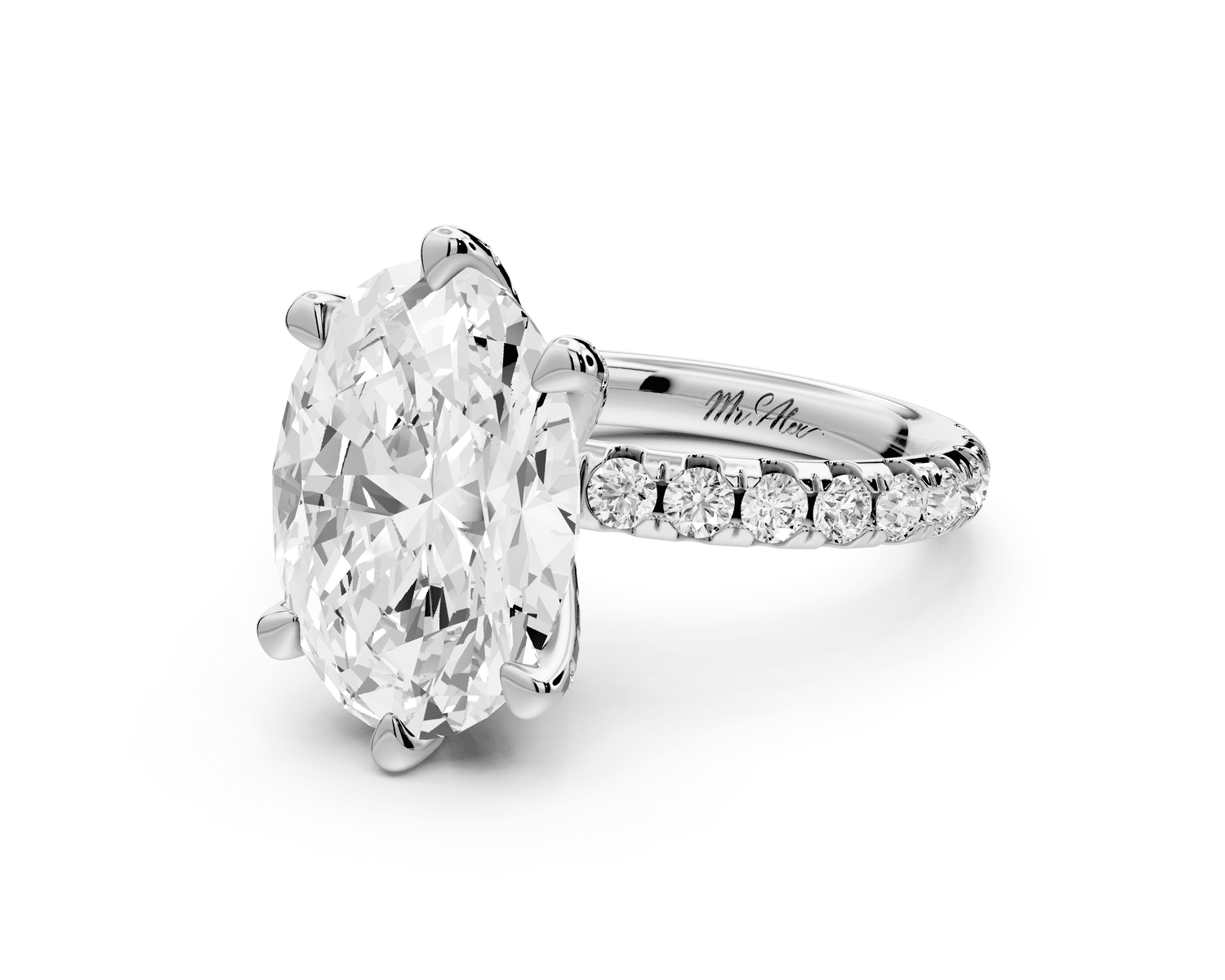 Elise - 4ct platinum oval diamond 6 - Talon Prong Diamond Crown with Pavé Engagement Ring - Mr. Alex Jewelry