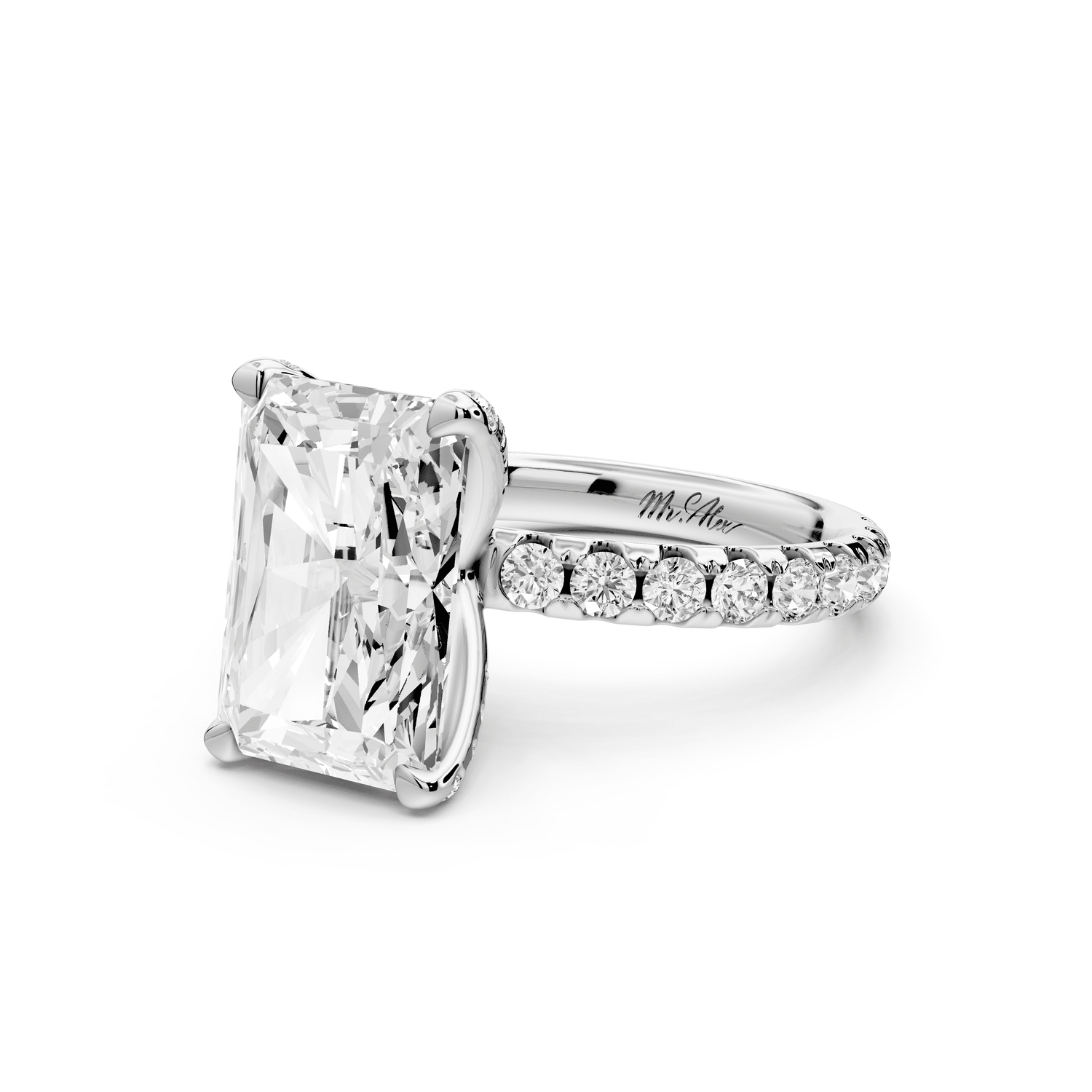 Elise - 4ct platinum radiant diamond 6 - Talon Prong Diamond Crown with Pavé Engagement Ring - Mr. Alex Jewelry