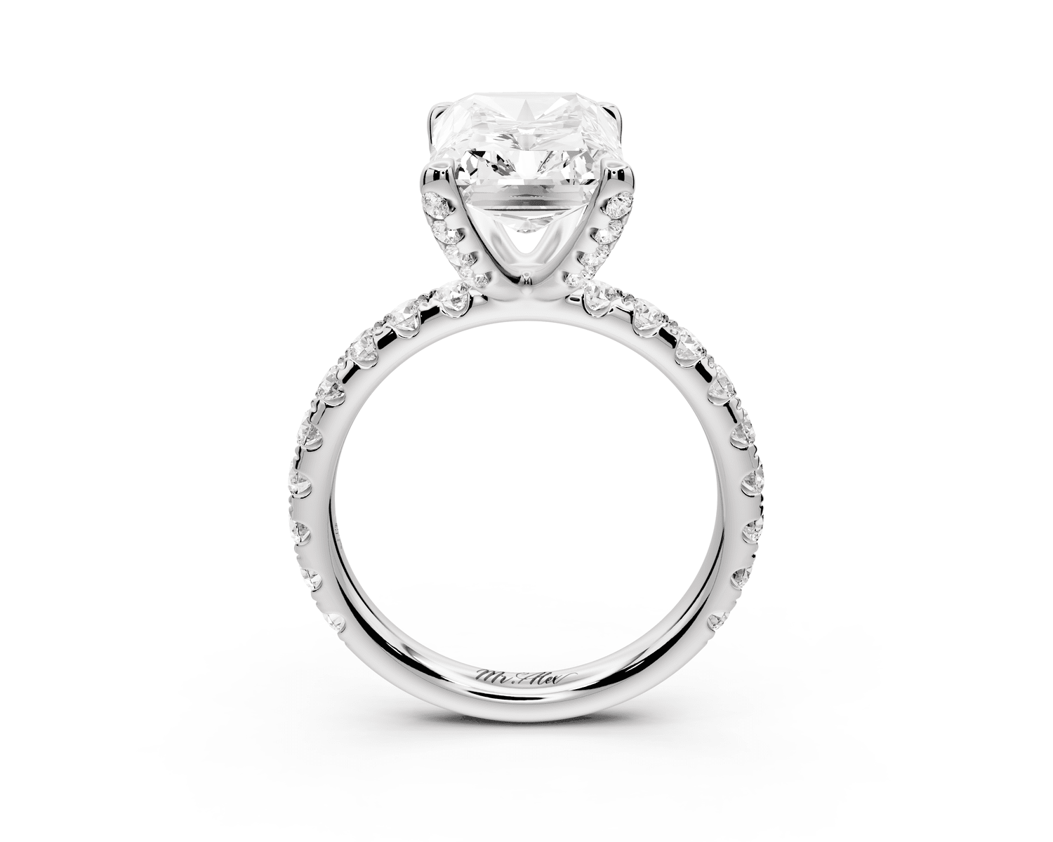 Elise - 4ct platinum radiant diamond 6 - Talon Prong Diamond Crown with Pavé Engagement Ring - Mr. Alex Jewelry