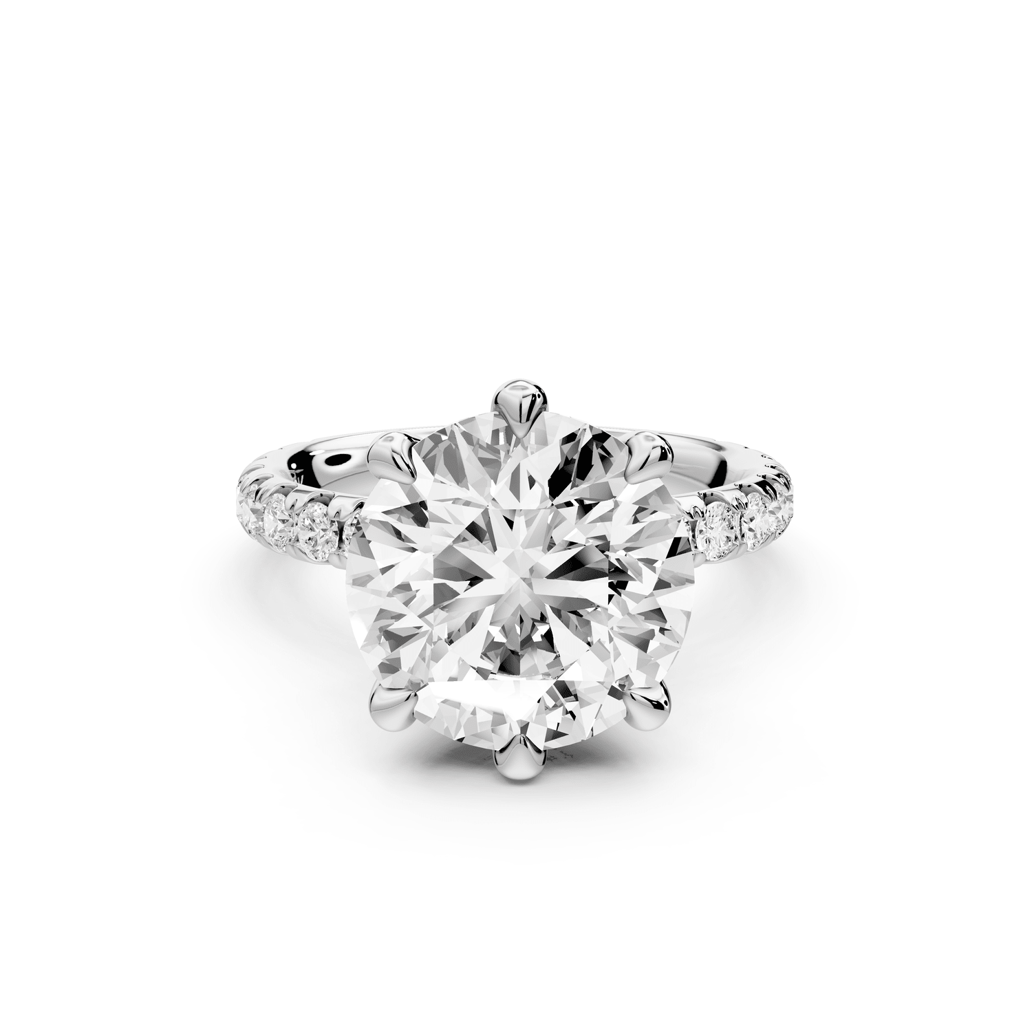 Elise - 4ct platinum round diamond 6 - Talon Prong Diamond Crown with Pavé Engagement Ring - Mr. Alex Jewelry