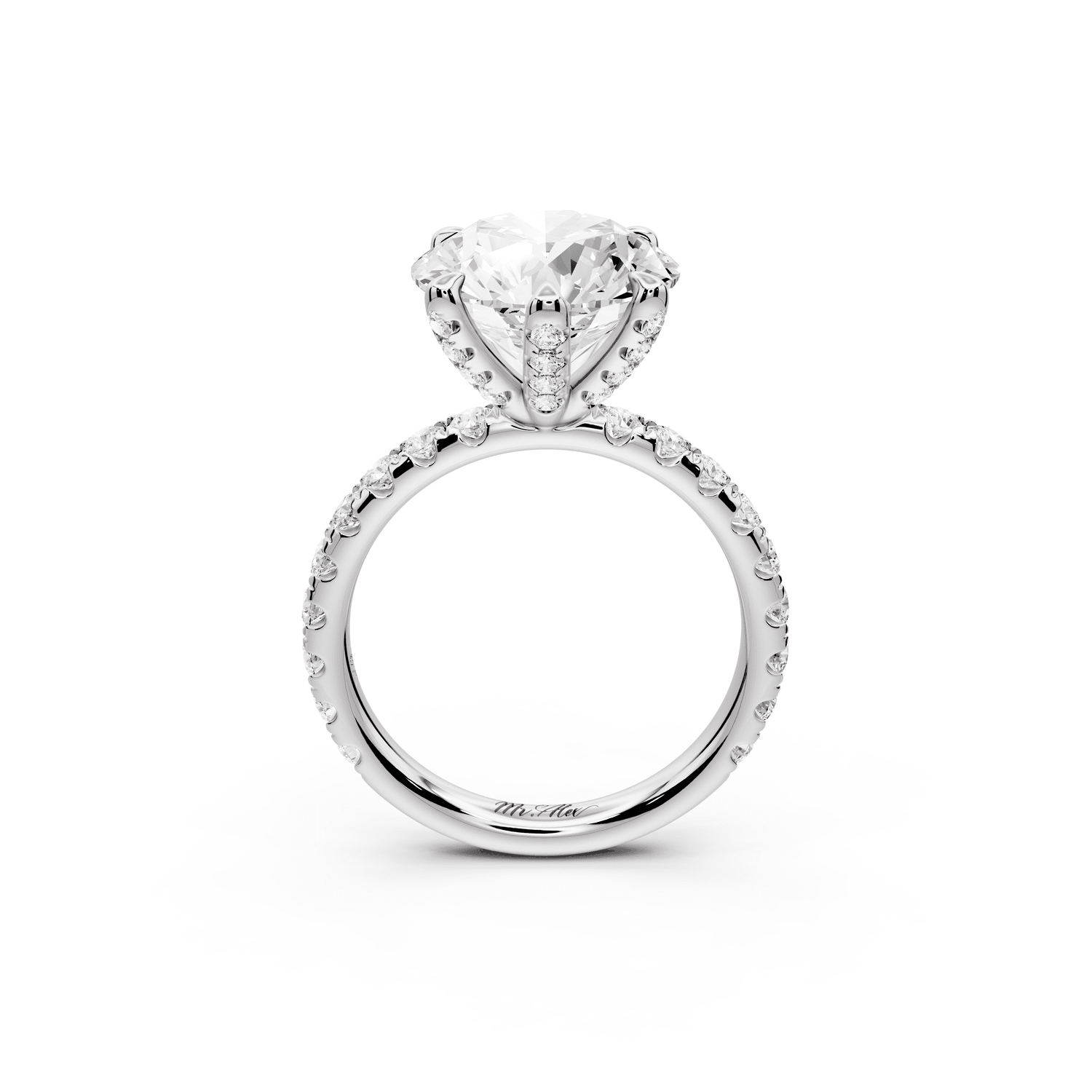 Elise - 4ct platinum round diamond 6 - Talon Prong Diamond Crown with Pavé Engagement Ring - Mr. Alex Jewelry